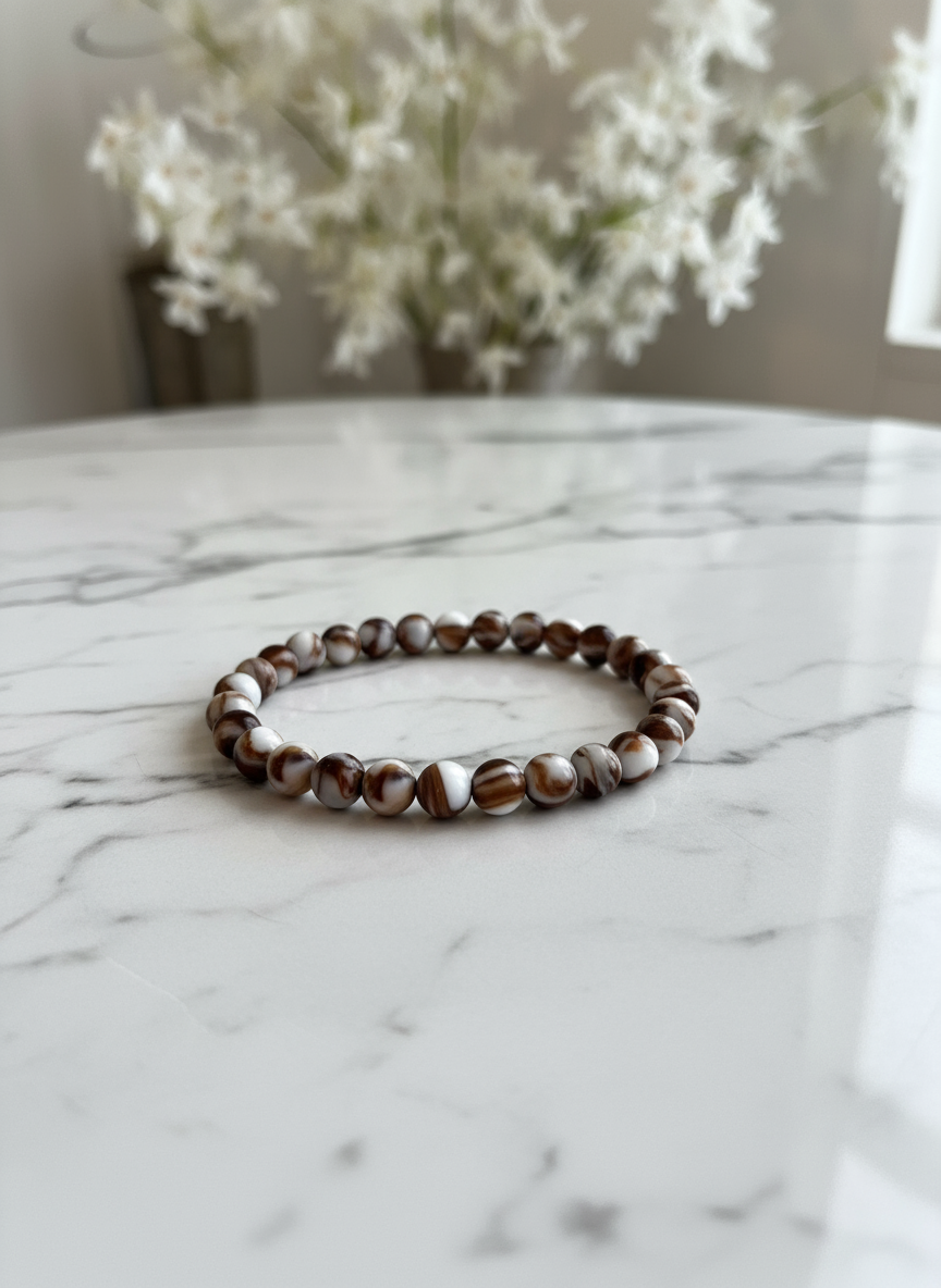 Marmorarmband braun/weiß