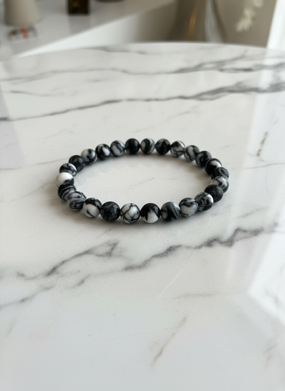Marmorarmband schwarz/weiß