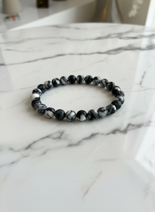 Marmorarmband schwarz/weiß