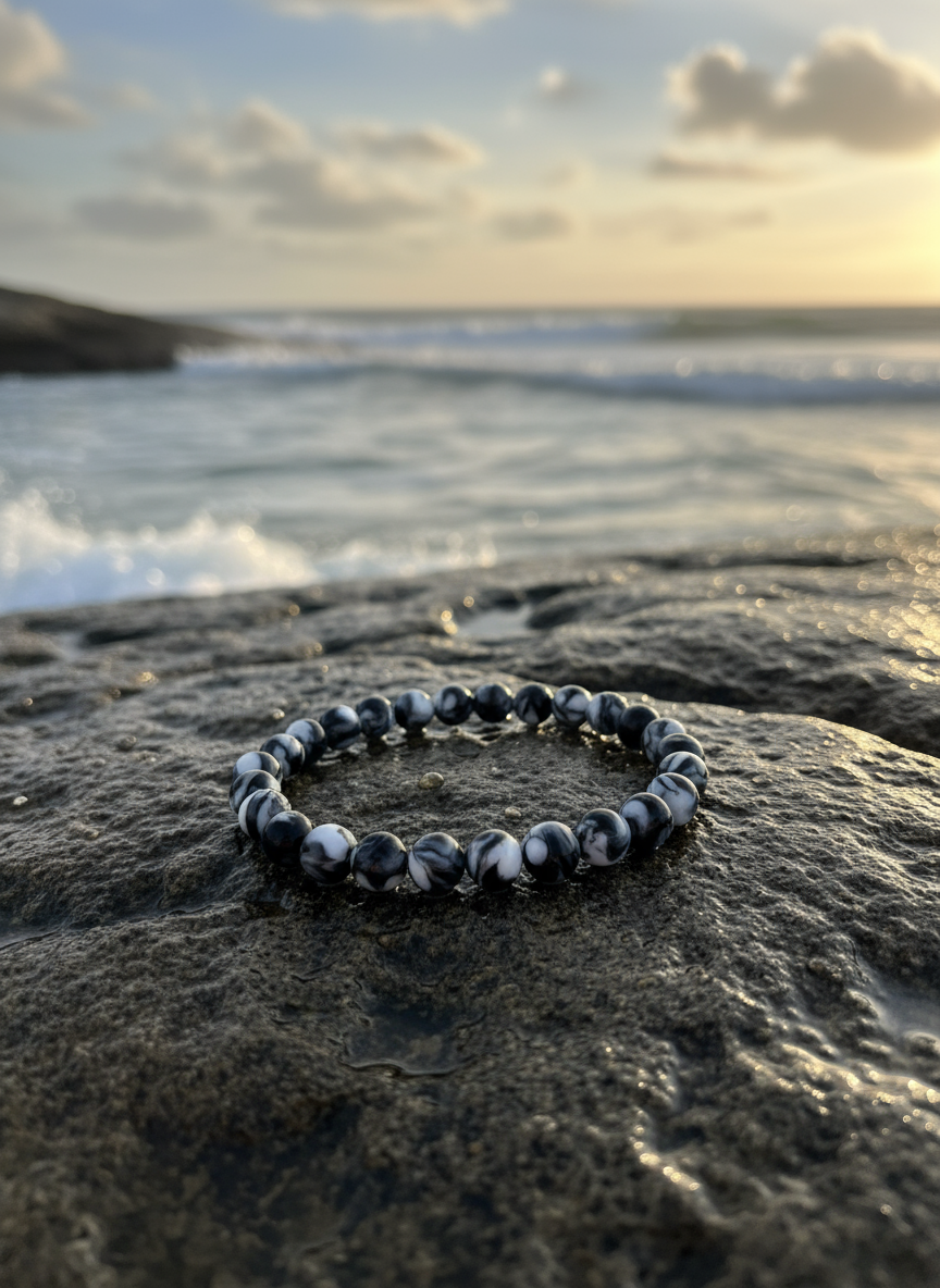 Marmorarmband schwarz/weiß