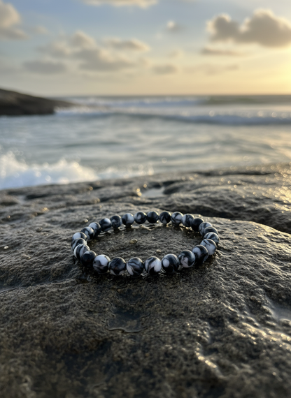 Marmorarmband schwarz/weiß